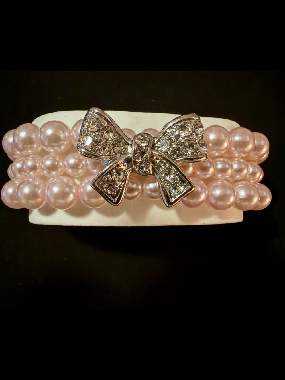 New Swarovski Bow Pink Pearl Triple-Row Bracelet-Women’s/Girl’s